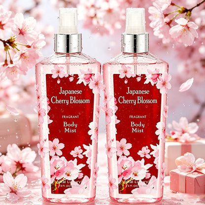Cherry Blossom Gift Set for Women Body Lotion and Body Mist Japanese Sakura Fragrance Moisturizing Softening Skin Care Set - Perfect Valentine Birthday Mother's Day Bridal Shower Holiday Gift