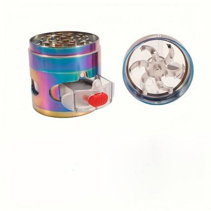 Spice Grinder 4-Layer Hand Crank Metal Herb Grinder – Colorful Rainbow Multifunctional Spice Crusher for Kitchen, Manual Spice Mill, Kitchen Gadget Gift
