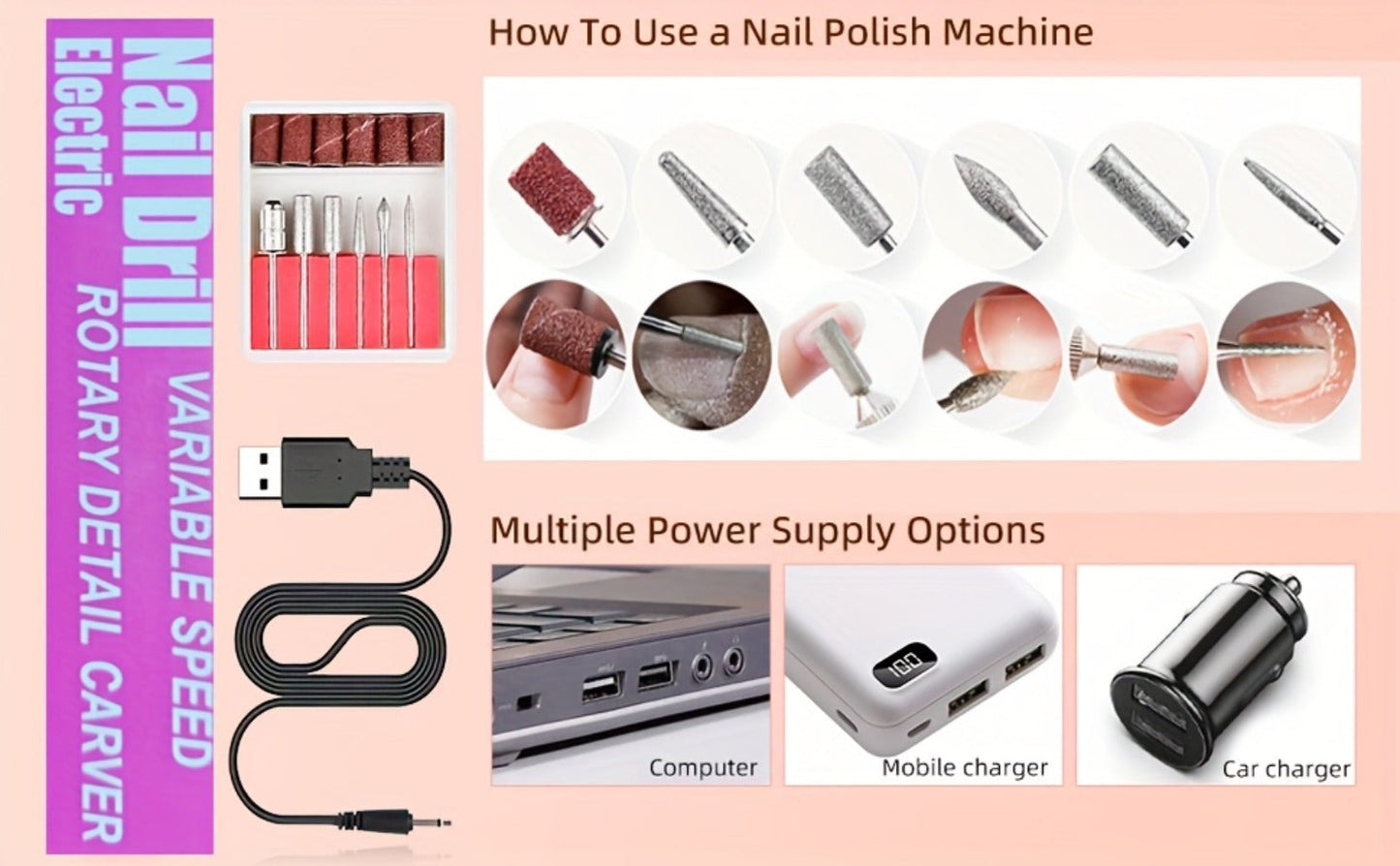 Acrylic Nail Kit Full Set with Electric Nail Drill Machine Acrylic Powder Liquid Monomer Nail Tips UV LED Lamp Art Decoration & Manicure Tools - Complete Beginner Professional Starter Kit
