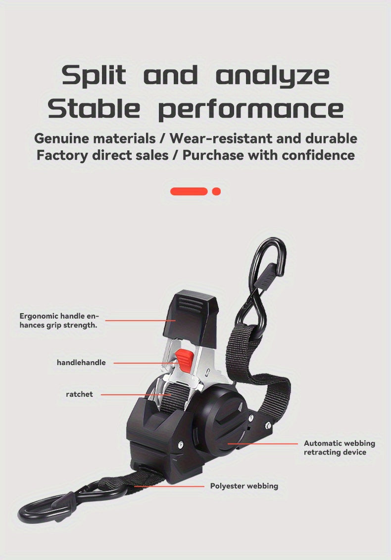 Automatic Retractable Ratchet Strap, Speed Control for Retrieval, Available in 2 Specifications, Hook Lock And Storage Bag for Securing Goods, Motorcycle Transportation And Towing, The Best Gift Choice for Christmas And Festive Occasions