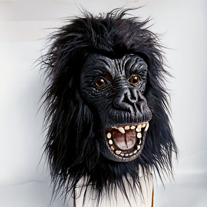 Elephant Monkey Latex Full Head Mask Realistic – Black White Animal Costume Mask for Adults Halloween Costume Parties Cosplay Prank Photo Prop Birthday Gift Durable