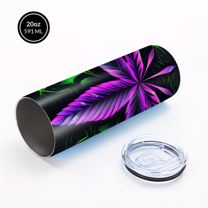 20oz Stainless Steel Insulated Tumbler with Lid & Straw - Double Wall Vacuum Insulated Travel Mug, BPA-Free, Vibrant Leaf Design, Keeps Drinks Hot & Cold, Portable for Camping, Hiking & Outdoor, Great Holiday Gift for Women, Men, Friends & Family