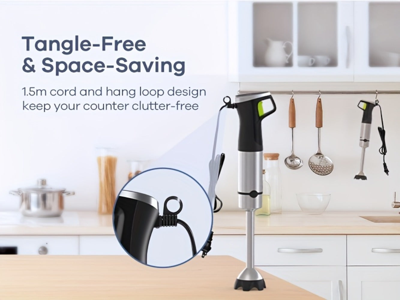 Immersion Blender 1200W 9-in-1 Heavy Duty Hand Blender Variable Speed with Time Display Chopper Whisk Milk Frother Beaker Electric Handheld Mixer for Soup Puree Smoothies