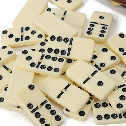 Double 6 Domino Set with Storage Case & Metal Spinner - 28 Tiles Classic Black Domino Game for Adults Kids Family | Premium Packaging 1 or 2 Pack | Holiday Christmas Thanksgiving Birthday Gift