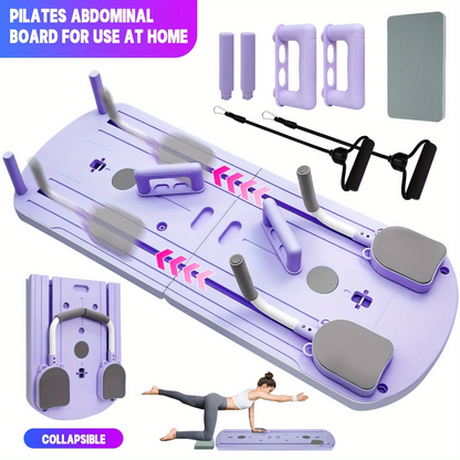 Foldable Pilates Board 8-in-1 with Resistance Bands – Anti-Slip Yoga Push-Up Board for Core Strength, Balance, Fat Burning & Full Body Home Gym Training