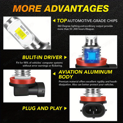 4pcs 9005+H11 36000LM 6000K Bright White LED Headlight Bulb High Low Beam Plug And Play, Without Battery