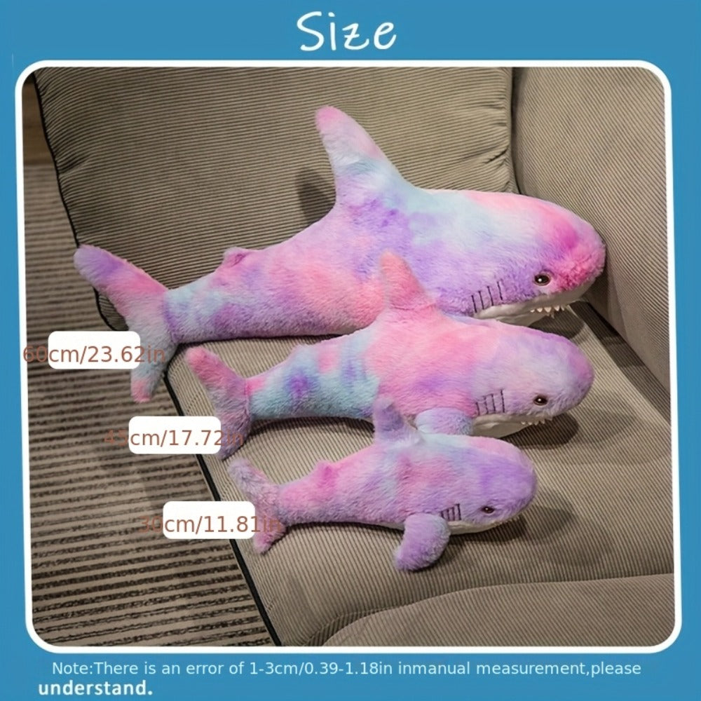 Shark Stuffed Animal Plush Pillow 24 Inch – Jumbo Soft Cute Shark Plush Toy for Kids Boys Girls Adults, Ocean Sea Animal Cuddle Pillow, Birthday Christmas Holiday Gift, Blue Grey Rainbow Colors