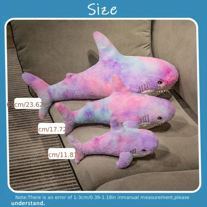 Shark Stuffed Animal Plush Pillow 24 Inch – Jumbo Soft Cute Shark Plush Toy for Kids Boys Girls Adults, Ocean Sea Animal Cuddle Pillow, Birthday Christmas Holiday Gift, Blue Grey Rainbow Colors