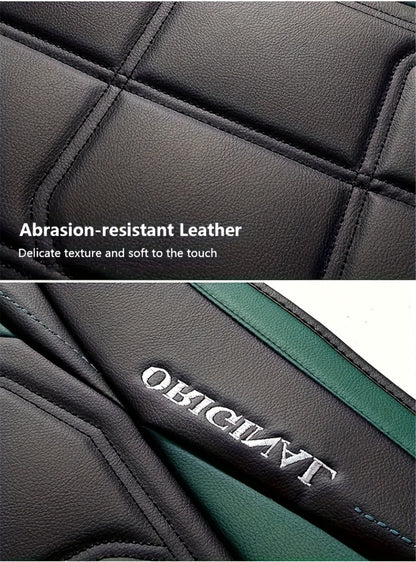 Car Seat Covers Faux Leather – Sporty Full-Coverage for Driver & Passenger, Universal Fit for Sedans, SUVs & Trucks, Green & Blue