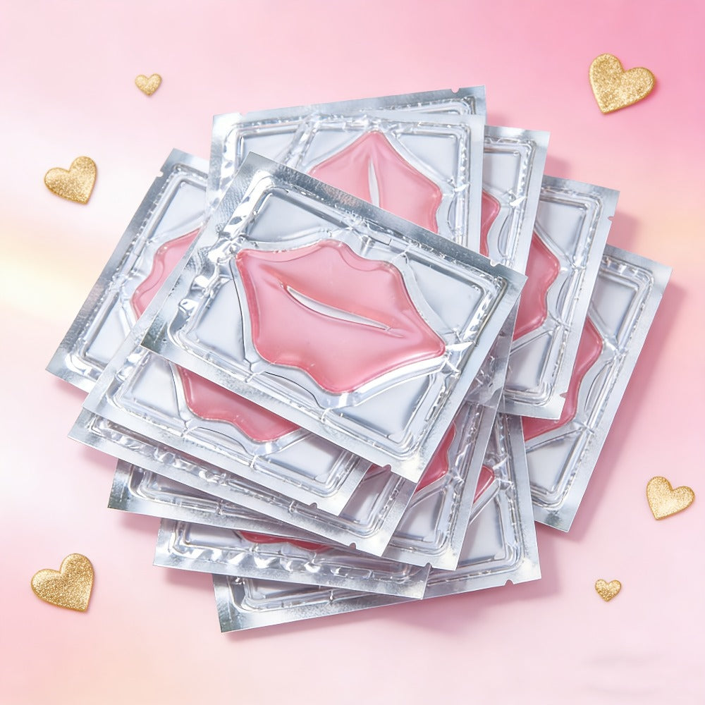Lip Mask 50 Pcs Crystal Pink Hydrating Patches – Deep Moisturizing Lip Treatment for Dry Dull Lips, Plumping Lip Care Gift Set for Women Mothers Bulk Party Favor
