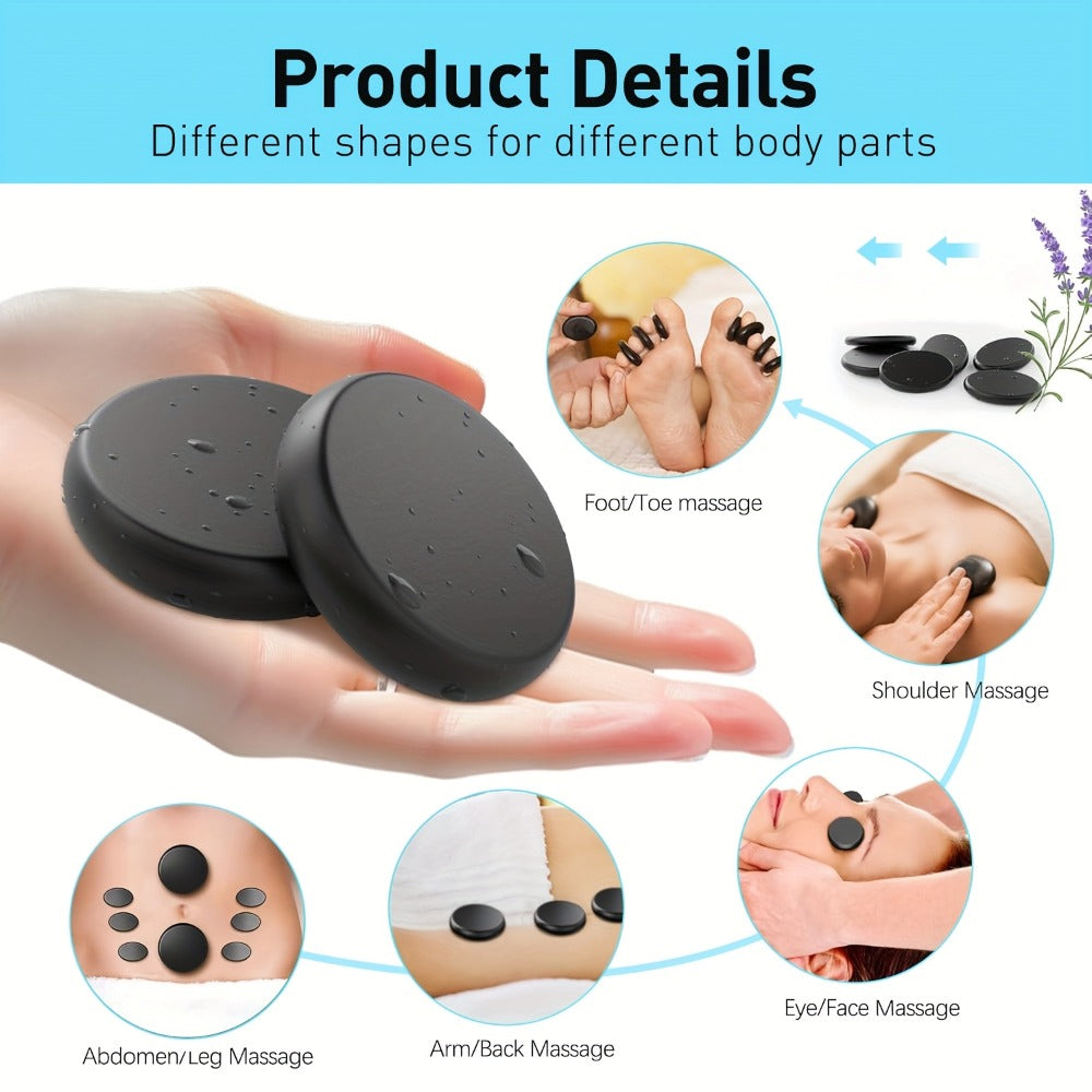 Hot Stone Massage Kit with Heater & Temperature Control – 10-Piece Professional Basalt Spa Stones Set for Full Body, Neck, Back & Leg Massage Therapy at Home or Salon