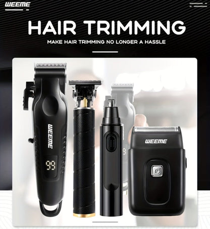 Zinc Alloy Men's Grooming Kit – USB Rechargeable Hair Clipper, Nose Trimmer, Electric Shaver & Detail Trimmer Set, 3500mAh Battery, 1-4 Piece Options, White Black Gold Gift for Men