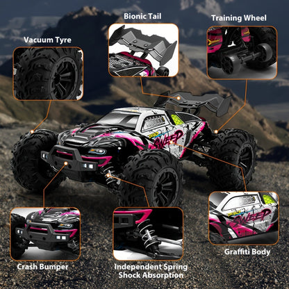 70KM/H High-Speed RC Off-Road Car 1:16 Scale 4WD – 2.4GHz Remote Control Truck with Simulation Structure, All-Terrain Monster Truck for Kids & Adults, Birthday Gift, Red Blue Black