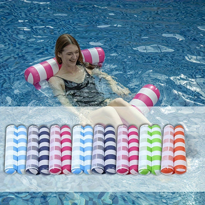 Heavy Duty Inflatable Pool Float Hammock for Adults – 4-in-1 Lounge Chair Saddle Drifter & Floating Bed, Striped Multi-Pack 3 or 8 Pack for Pool Lake River Summer
