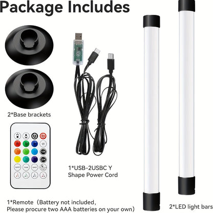 RGBIC LED Light Bar Music Sync RGB Ambient Lighting USB Powered 64+ Modes 16 Million Colors App Remote Control Desktop TV Backlight Mood Lamp Room Decor Night Light 2pcs