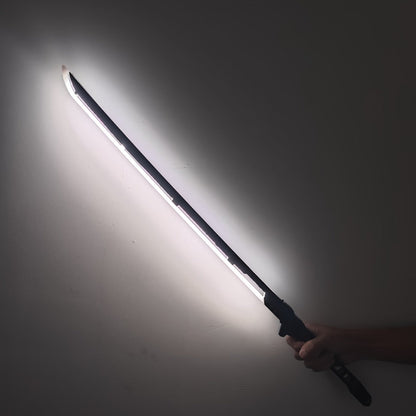 LED Cyberpunk Katana Prop 80cm Acrylic Luminous – 1:1 Scale Sci-Fi Glowing Sword for Cosplay Halloween Masquerade Party Display Collectible Blunt Safe Red Orange Green
