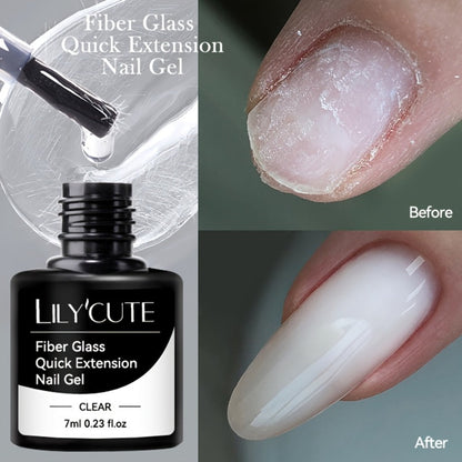 Nail Extension Builder Gel 3pcs - Fiberglass Construction Gel for Broken Nail Repair & Nail Extension, Clear UV LED Soak-Off Fiber Glass Gel Varnish, DIY Salon Nail Kit