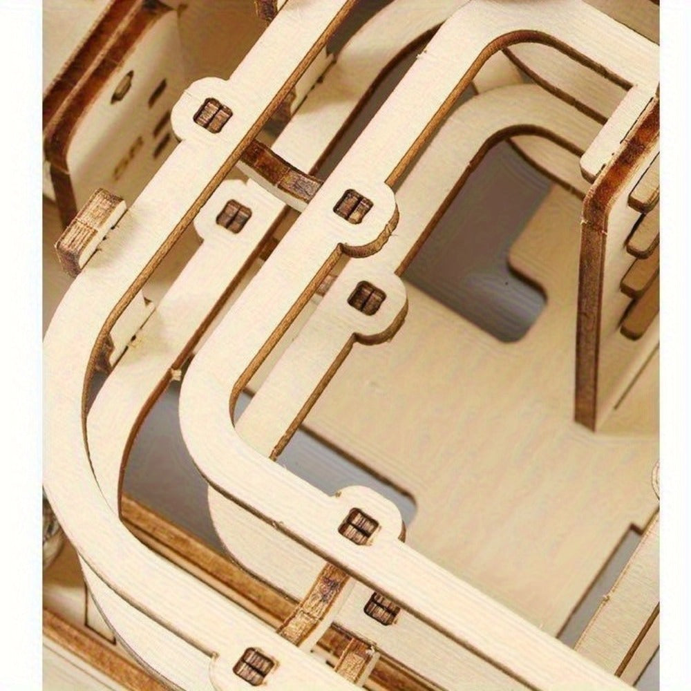 Wooden Ball Track Puzzle Model Kit – STEM Engineering Building Set for Adults & Teens, Kinetic Marble Run Expansion Sets A & B, Brain Teaser DIY Craft, Unique Birthday Gift for Men Women