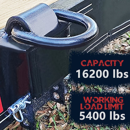Stake Pocket D-Ring Tie Down 12,000 lbs Breaking Load Heavy Duty Flatbed Truck Trailer Cargo Anchor – Adjustable 2"x4" Universal Fit, Black & Zinc Coated, 2-12 Pack
