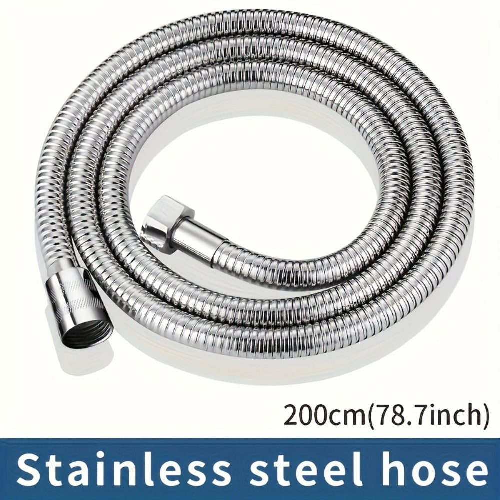 Flexible Stainless Steel Shower Hose Electroplated - Round Shape, Wall-Mounted Easy Install, for Rainfall Shower Heads & Sprayers, 59" / 78.7" / 118" Length Options, Chrome Finish