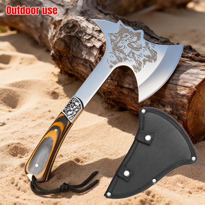 Tactical Axe Set Outdoor Multifunctional Knife Tool Card 3-4 Piece Kit for Hiking Camping BBQ Survival Wolf Head Axe Option