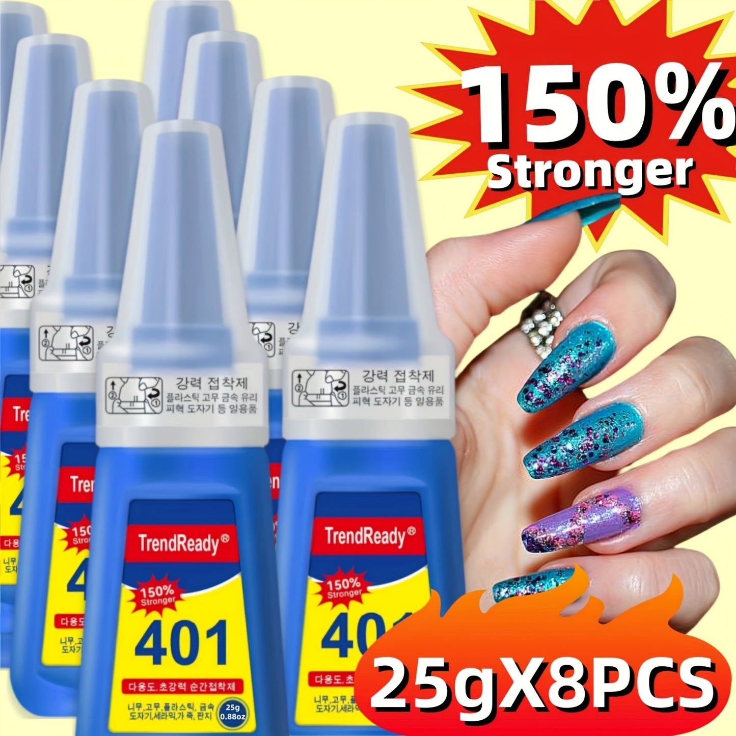 Professional Nail Glue 25g Extra Strong 30+ Days Hold for Press On Nails Acrylic Tips Fake Nail Extensions - Quick Dry Waterproof Smudge Proof Salon Quality Bond Multi-Pack Women DIY Manicure Kit