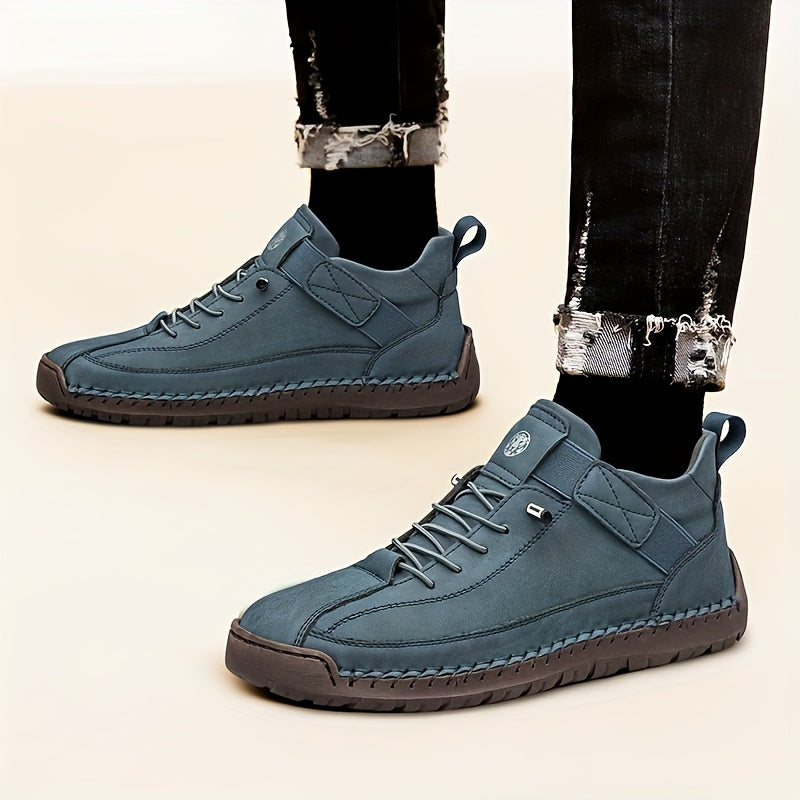Men's High-Top Casual Ankle Boots - Elastic Closure and Rubber Sole