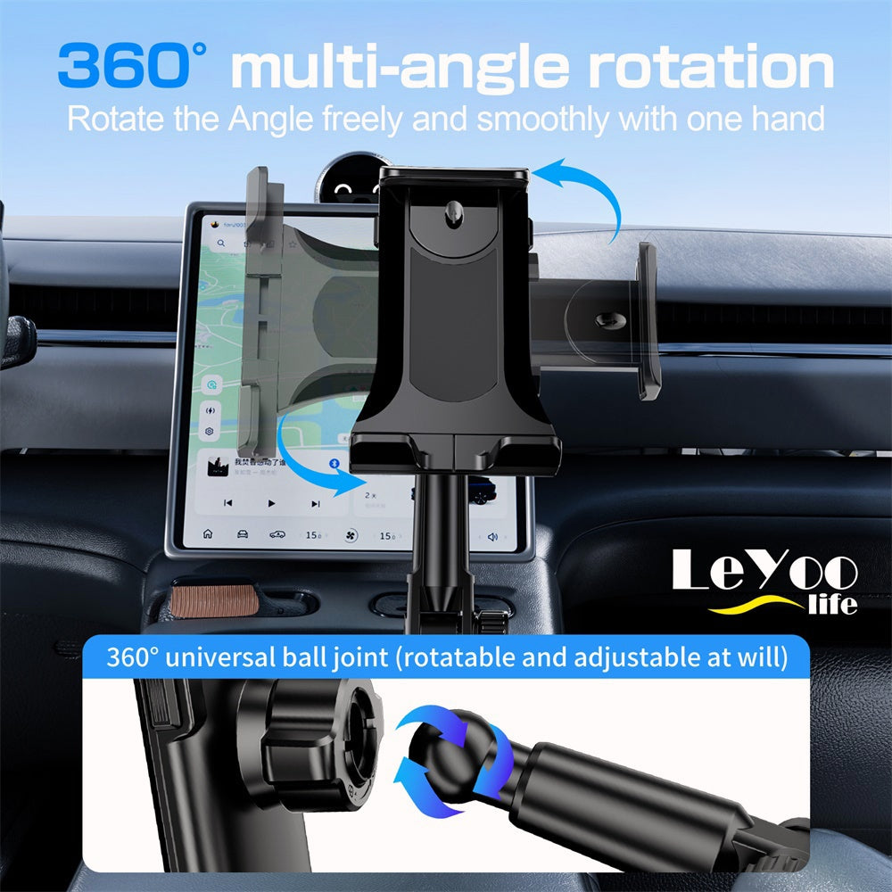 Tablet And Smartphone Car Cup Holder Mount, a Versatile 3-In-1 Phone Holder with an Adjustable Sturdy Base, Accommodates Devices from 4.7 to 14 Inches, Suitable for Ipad Mini/Air/Pro, Iphone, And All Mobile Phones, Made of ABS Material, Rotatable