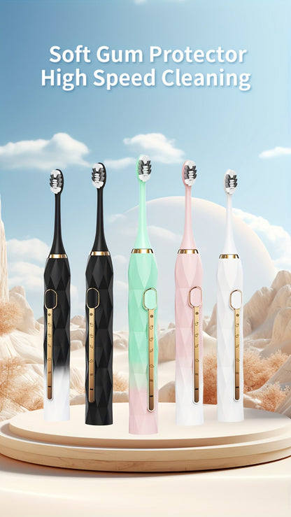 Sonic Electric Toothbrush IPX8 Waterproof USB Rechargeable with 10 Replacement Heads, Intelligent Timer, Travel Case & Charging Base – 5 Colors for Men & Women