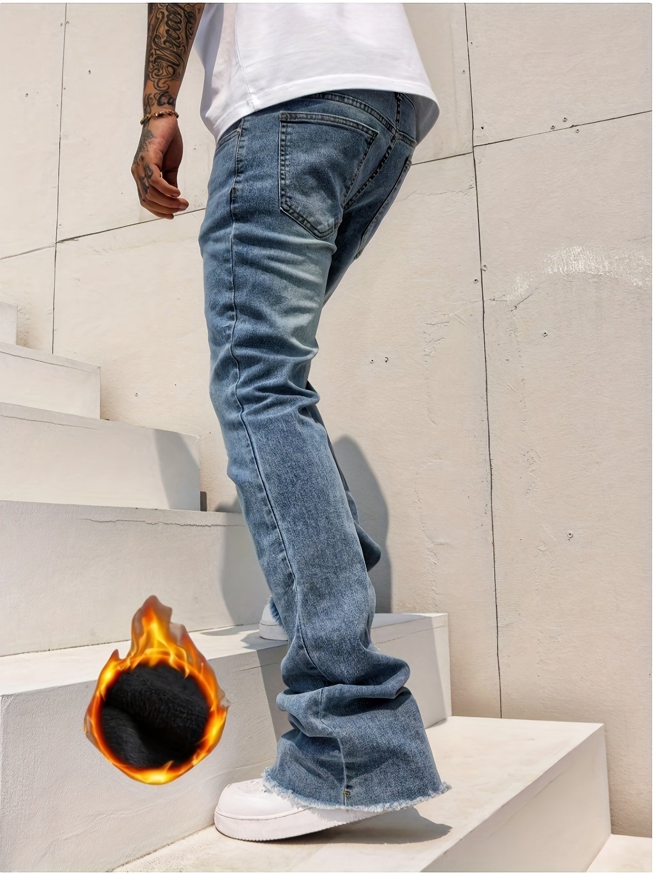 Men's Bootcut Jeans - Classic Wash Clean Finish Modern