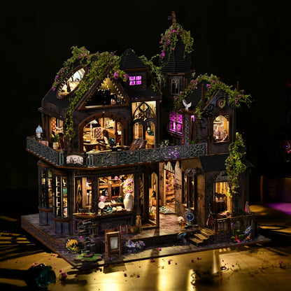 3D Wooden Puzzle Magic Castle Model Kit – DIY Assembly with Owl, Magic Hat & Flowers, Bookshelf Desk Decoration, Unique Gift for Adults Teens Birthday Valentine Halloween Christmas