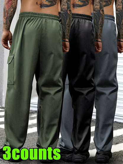 Men's Casual Pants - Elastic Waist With Pockets