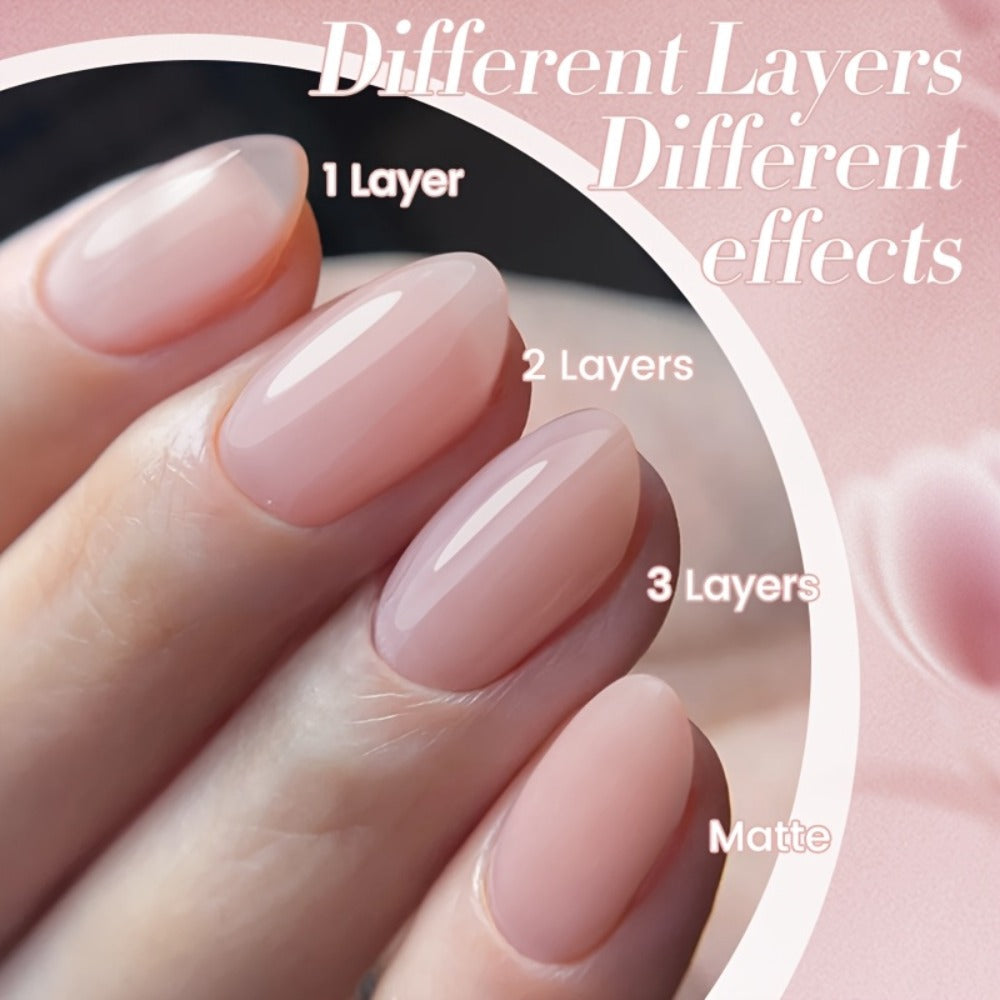 Nude Jelly Gel Nail Polish 10ml Skin Tone Transparent Finish – Semi-Permanent Soak-Off UV LED 30-Day Wear, Jade Nail Art Minimalist Natural Look for Women, Shades JN05 JN68 JN75 JN76