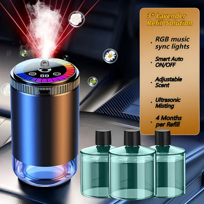 [Smart Fragrance Diffuser] Men's Car Accessories Smart Fragrance Diffuser, Dynamic Light Show And Starry Ceiling Mode, Natural French Aromatherapy Essential Oils/perfume, Adjustable Scent Intensity, Eliminates Car Odors, Long-lasting Freshness, Cologne Sc