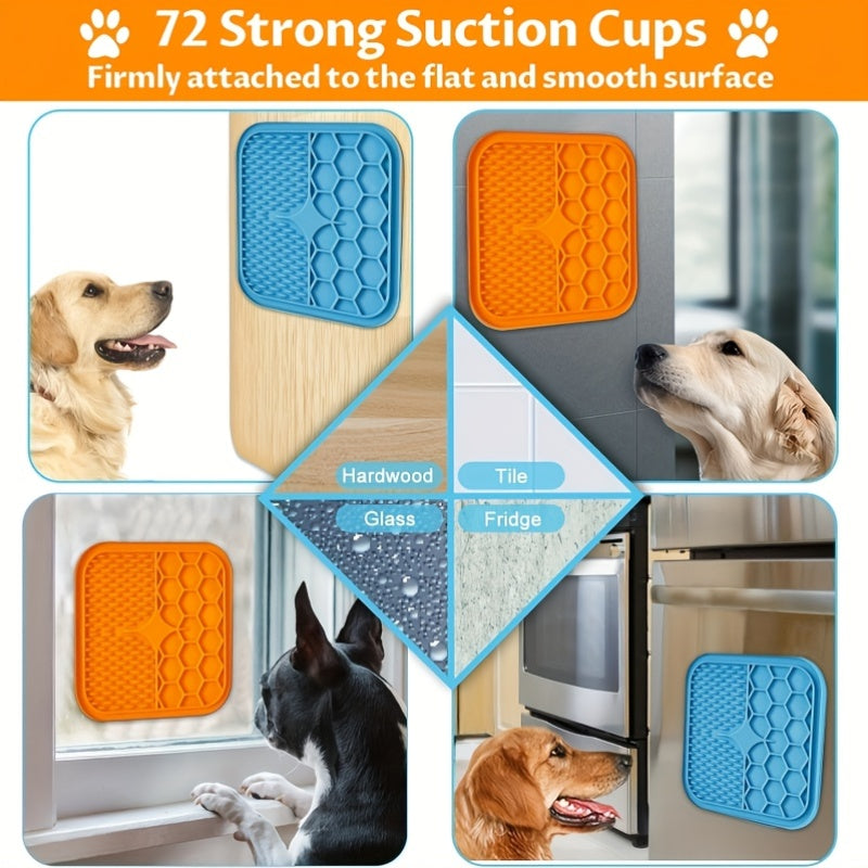 Lick Mat for Dogs & Cats 5-Pack with Suction Cups - Slow Feeder Licking Pad for Anxiety Relief & Boredom, Peanut Butter Treat Mat, Distraction Tool for Bathing Grooming, Orange Green Blue