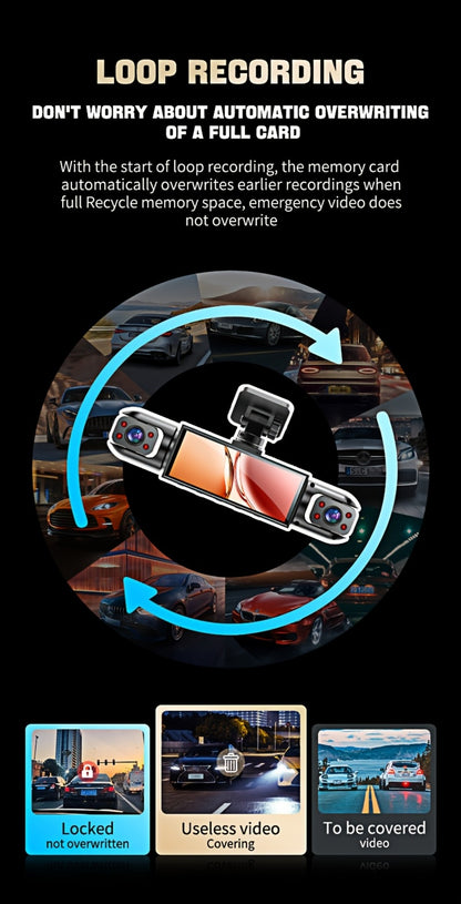 360° Panoramic Dash Cam 3 & 4 Lens 1080P HD Front + 720P Rear Left Right, Quad-Split Screen, HD Night Vision WDR G-Sensor Loop Recording, Full Coverage Car Camera, 32GB/64GB SD Card Options