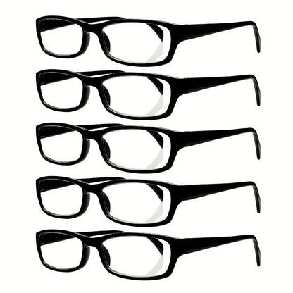 Reading Glasses 5 Pack for Women and Men Blue Light Blocking Readers Rectangular Spring Hinge Frame Anti Eyestrain Computer Reading Glasses Lightweight Fashionable Multi-Color Set Magnification 1.0 to 4.0