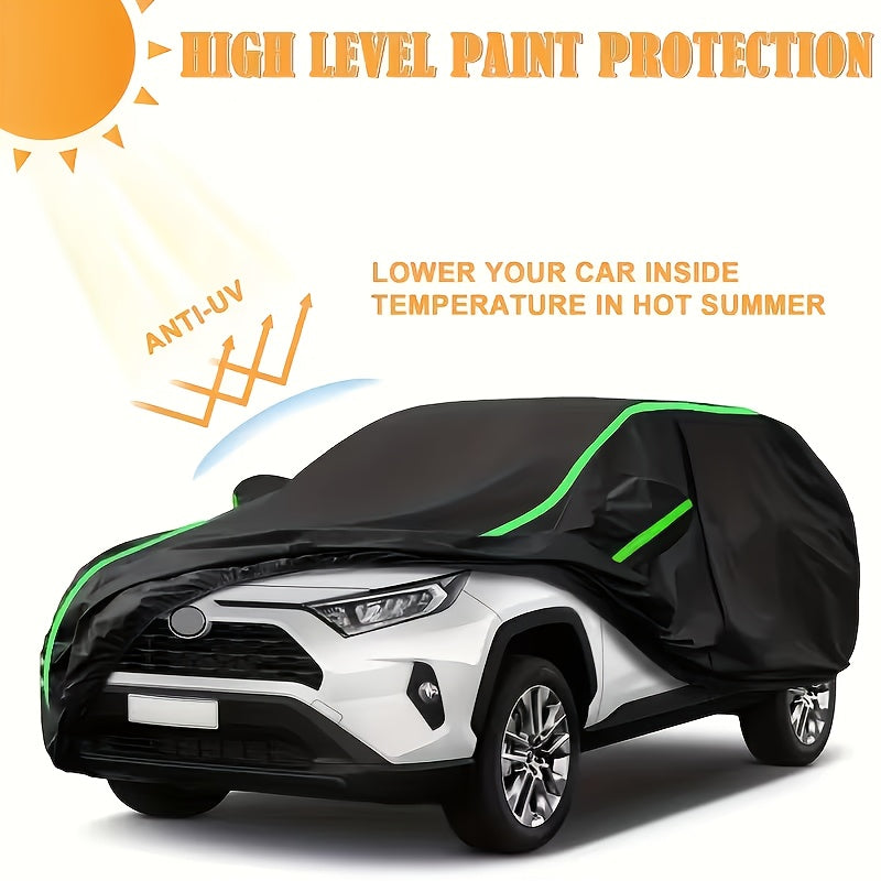 210T High-quality, Durable, Scratch-resistant 6-layer Full Car Cover, Suitable for SUVs And Sedans, All-season Car Cover Waterproof, Indoor And Outdoor, Snow-proof, Dust-proof, UV-proof, All-weather Protection with Reflective Strips, XL XXL Black