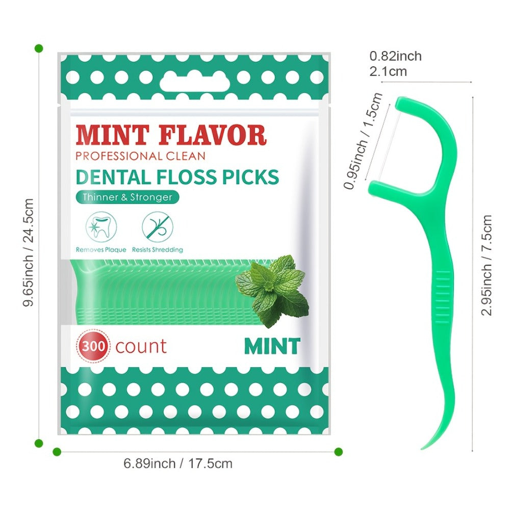 Mint Floss Picks 600 Count — Ultra-Fine Disposable Dental Floss Sticks, Interdental Cleaning, Plaque Removal, Fresh Breath, Portable Oral Care for Home, Travel & Family Daily Use