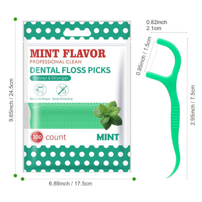 Mint Floss Picks 600 Count — Ultra-Fine Disposable Dental Floss Sticks, Interdental Cleaning, Plaque Removal, Fresh Breath, Portable Oral Care for Home, Travel & Family Daily Use