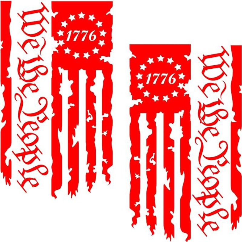 2pcs Stickers We The People American 250th Anniversary Flag, Patriot 1776 Old American Flag Truck Tailgate Vinyl Decals, Car Modification Decor Accessories, Home Decals