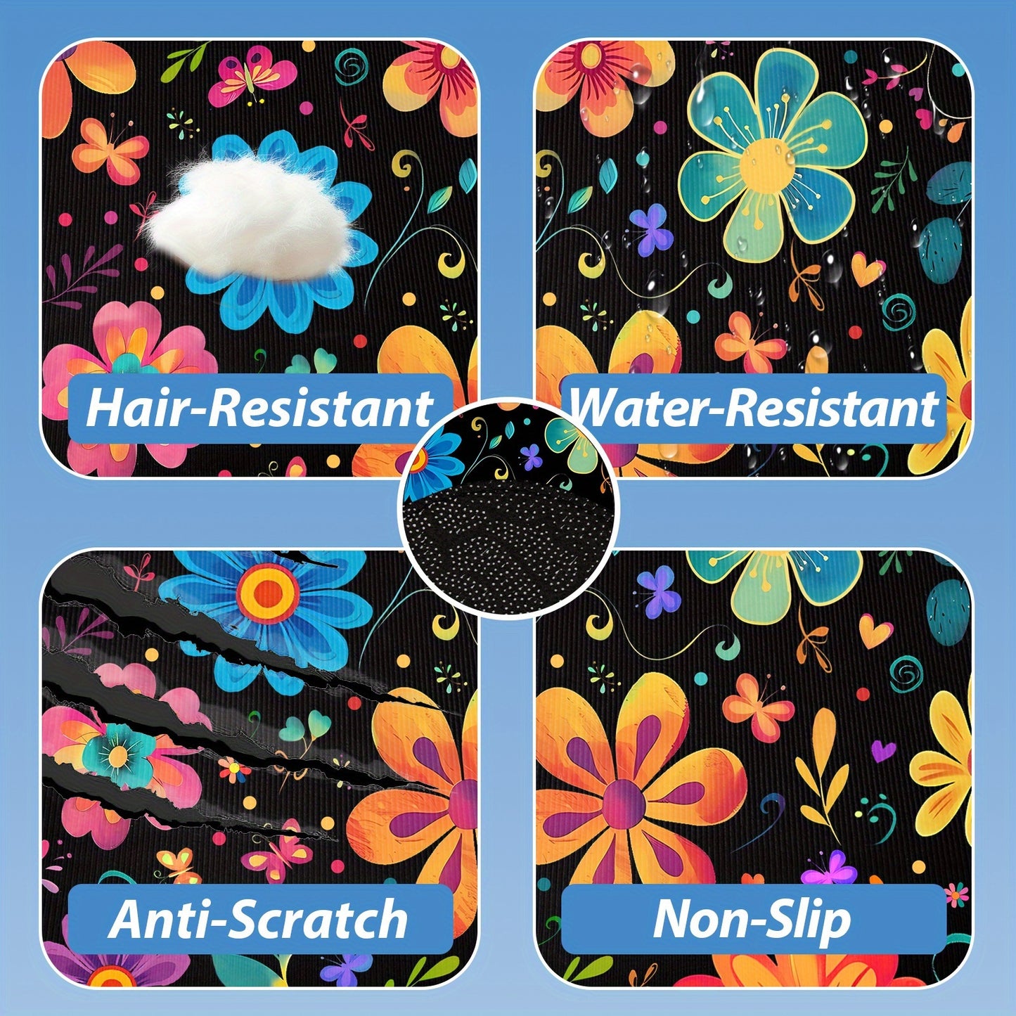 Car Cargo Mat Anti-Slip with Floral Pattern – Universal Trunk Liner Pad for Pets & Dogs, High Temperature Resistant, Waterproof Car Interior Accessory for SUV, Camping & Outdoor Use