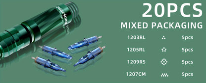 Complete Tattoo Pen Kit with Carrying Bag Aluminum Pen Wireless Power Supply 20 Needles 11 Inks 40 Ink Caps Practice Skin Transfer Paper Gloves Soap Table Mat - Beginners & Artists