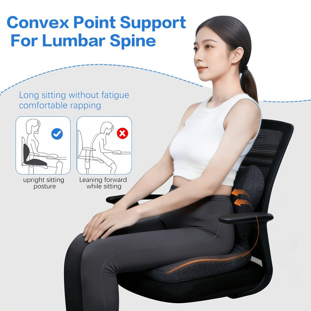 Ergonomic Seat Cushion for Tailbone & Lumbar Pain Relief - Memory Foam L-Shaped Car & Office Chair Cushion for Truck Drivers & Long Sitting