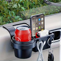 A Versatile Rear Seat Storage Rack for Cars, Made of ABS Material, Featuring Two Hooks, a Phone Holder, And a Cup Holder. This Space-Efficient In-Car Storage Solution Is Perfect for Drinks, Keys, Phones, And Snacks