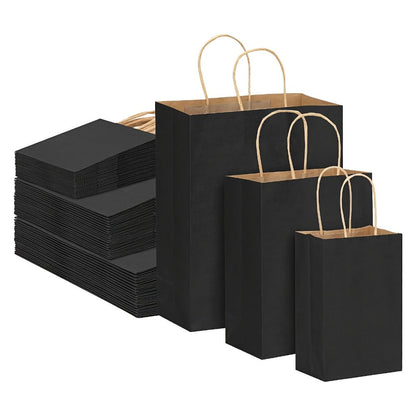 Kraft Paper Bags with Handles Bulk – 75/90/120/210 Pcs Gift Bags 3 Sizes 110g Shopping Bags for Wedding Party Retail Favor Wrapping Easy Storage