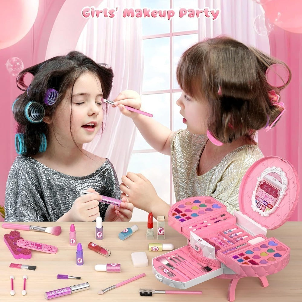 Kids Washable Makeup Kit for Girls – Non-Toxic Safe Princess Dress Up Play Set with Real Cosmetics, Purple, Birthday Christmas Gift for Girls Ages 3+