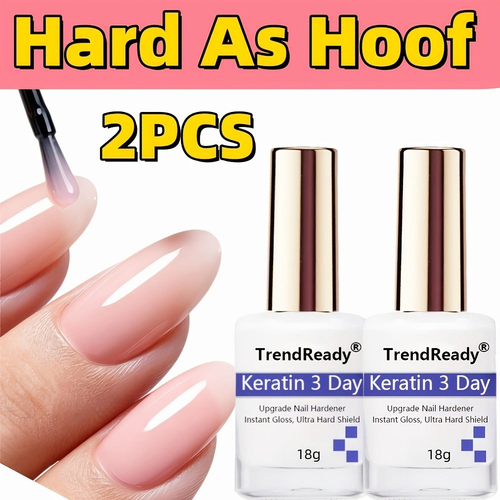 Colored Nail Hardener Set Pink White Yellow - Extra Strong Fast Drying Long Lasting 15ml Nail Strengthener for Weak Splitting Brittle Nails Base Coat Manicure Kit 2 Pack 6 Pack Women