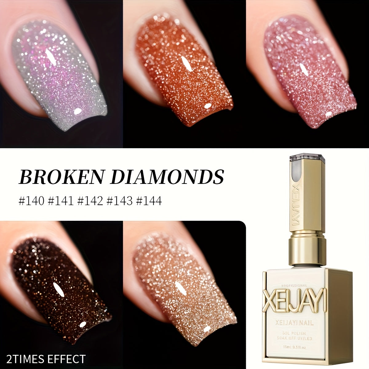 Glitter Gel Nail Polish Set 5 Colors Pastel Sparkling Diamond Shimmer – Soak-Off LED UV Semi-Permanent Gel Varnish Photo Frame Bottle Spring Summer Nail Art Kit for Women Home Salon Manicure Gift