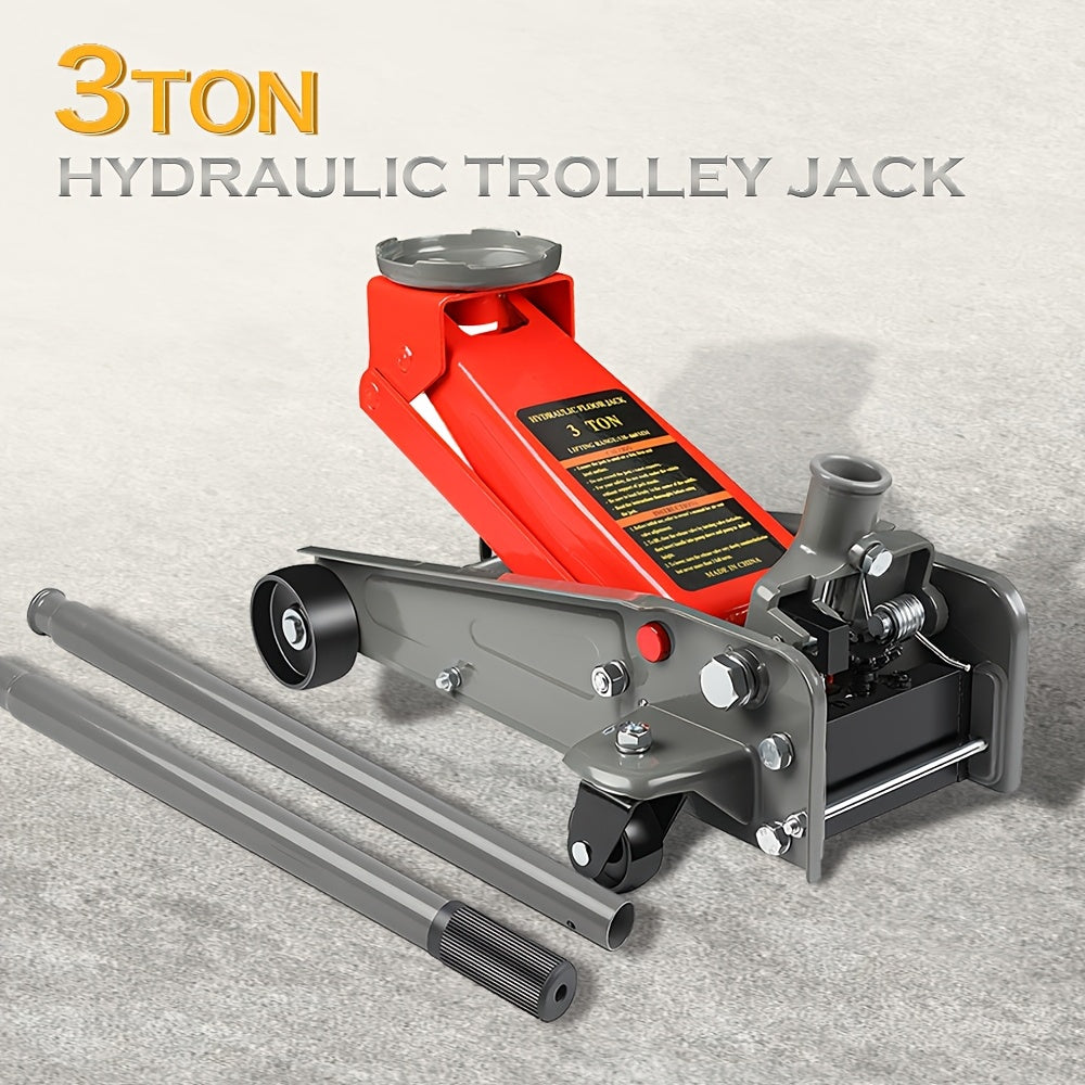 3 Ton Floor Jack, Equipped with Wheels, Can Be Safely Lifted And Quickly Lifted, with A Lifting Height Of 460mm And A Range Of 5.31 In-18.11in, Suitable for Various Cars